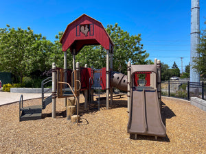 barn play structure at eddie souza park in santa clara